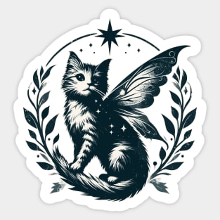 Retro Vintage Magical Fairy Cat Sticker